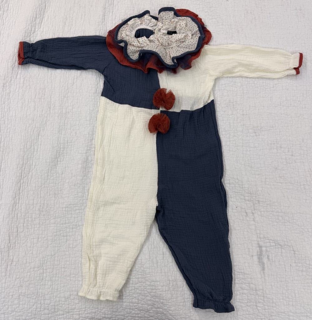 ZARA Kids Halloween Clown Costume One-Piece Bodysuit Long Sleeve, 3T/4T